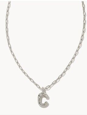 KENDRA SCOTT NWT Crystal Letter C Silver Short Pendant Necklace in White Crystal